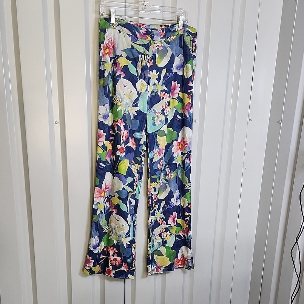 J. McLaughlin Navy Floral Wide Leg Pants